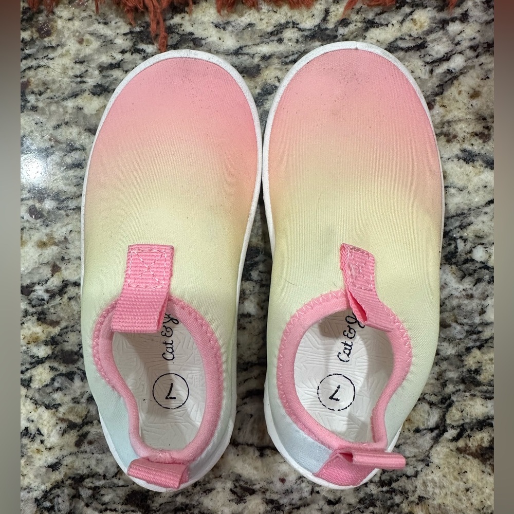 Cat & Jack Pink Yellow Water Shoes. Size 7